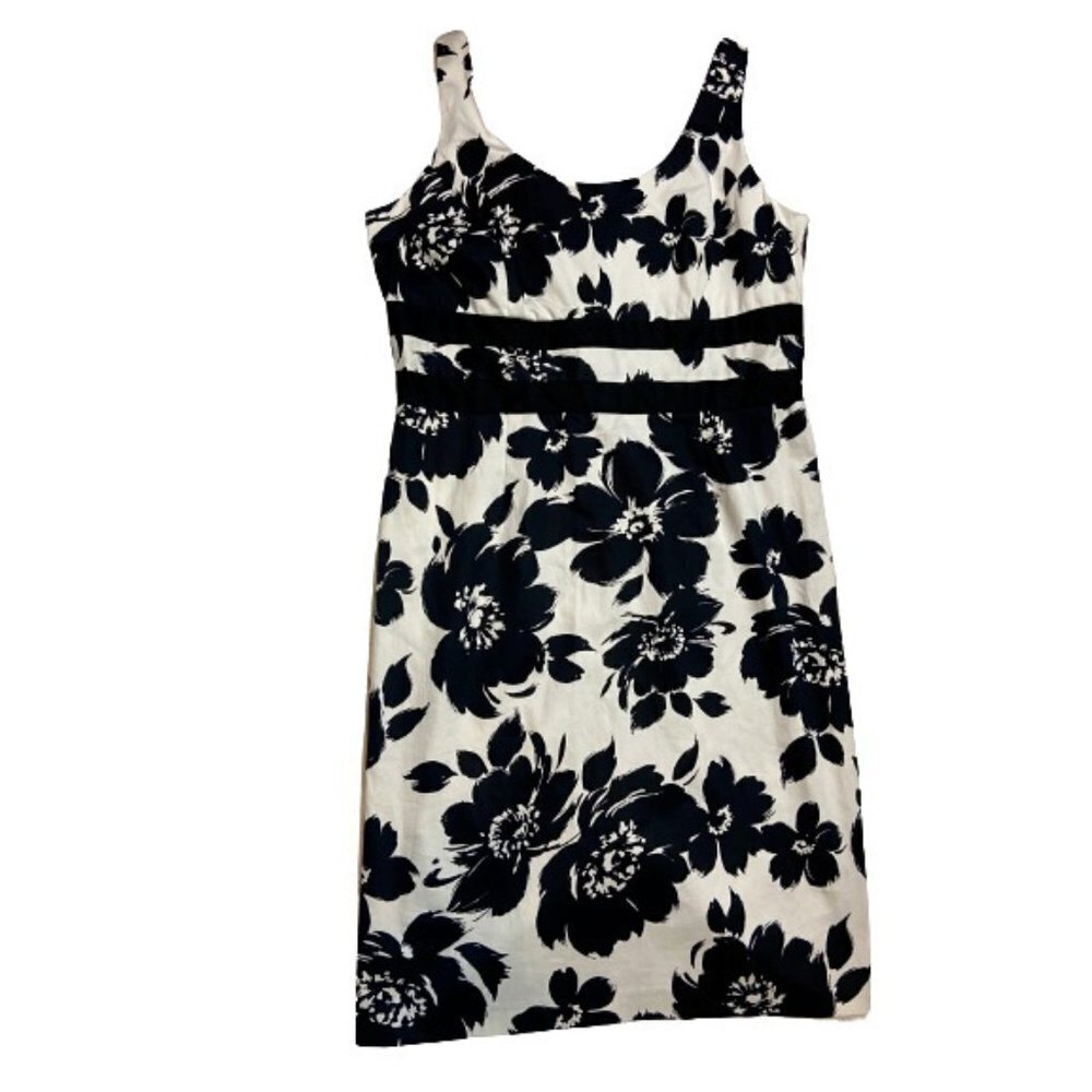 Jolibel Petite Women's Black Floral Print Sleeveless Shift Cotton Dress …